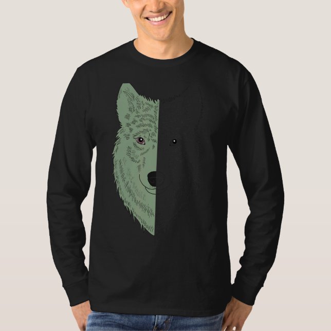 Varg Motif Predator Ansikte Wolfs T Shirt (Framsida)