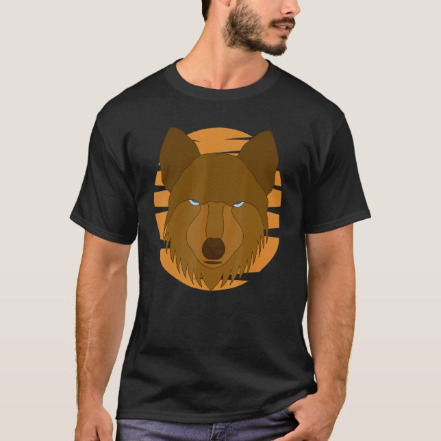 Varg Motif Predator Ansikte Wolfs T Shirt (Framsida)