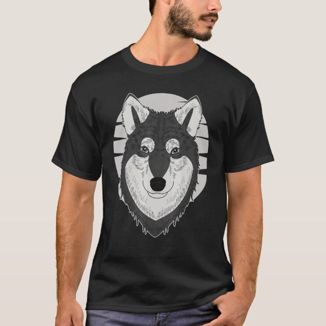 Varg Motif Predator Pet Ansikte Wolfs Raptor Impri T Shirt (Framsida)