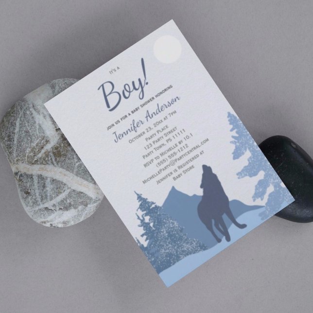 Varg Mountain Forest Boy Baby Shower Inbjudningar (Skapare uppladdad)