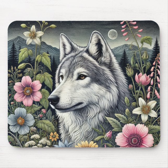 Varg Mouse Pad | Naturinspirerat skrivbord Musmatta (Framsidan)