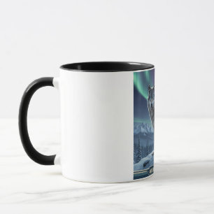Varg Mugg 🐺 ❄️ Norra Ljus Wildlife Art 🌌