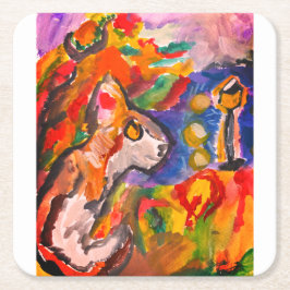 Varg nattetid underlägg papper kvadrat