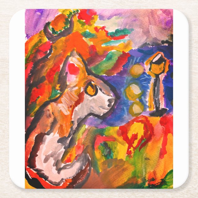 Varg nattetid underlägg papper kvadrat (Framsidan)