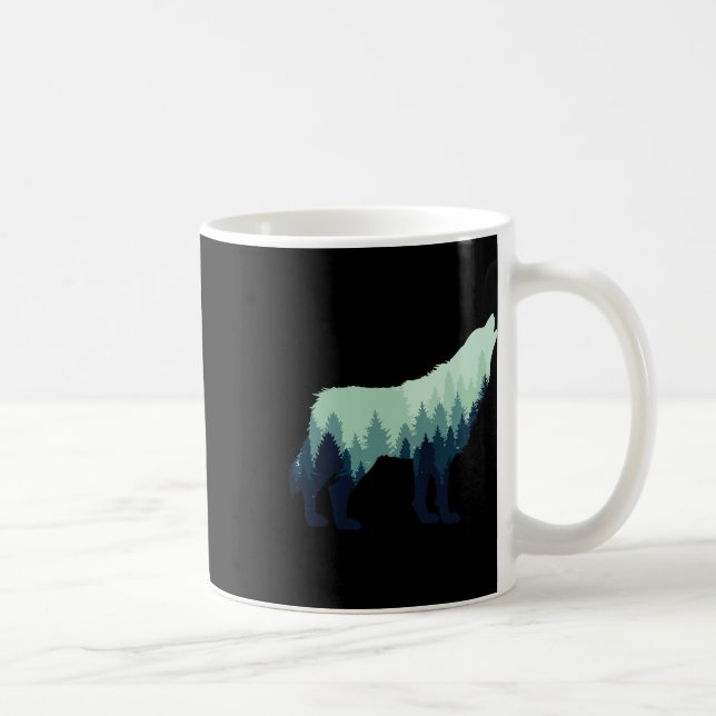 Varg Natur Utomhus Skog Camping Vandring Gåva  Kaffemugg (Höger)