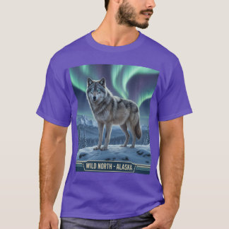 🌌 Varg ❄️ | Norra Ljus Wildlife Art T Shirt