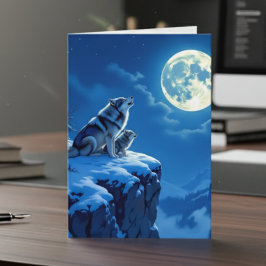 Varg och Baby Unge Howling Fars dag Kort