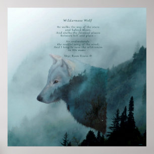 Varg och Dikt för vildmark Poster