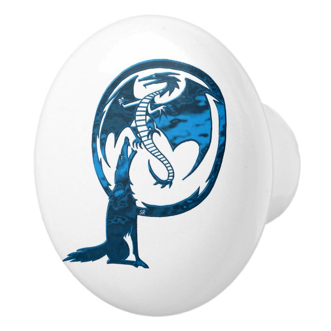 Varg och Dragon Blue keramic knop Knopp (Höger)