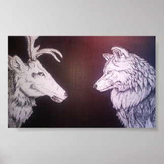 Varg och Elk Poster