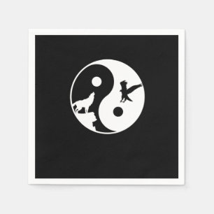 Varg och gula Yin Yang Symbol Harmony Meditation Pappersservett