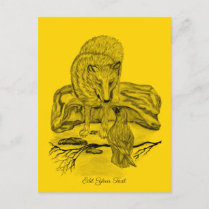 Varg och Korp - Svart och Gul Design Vykort