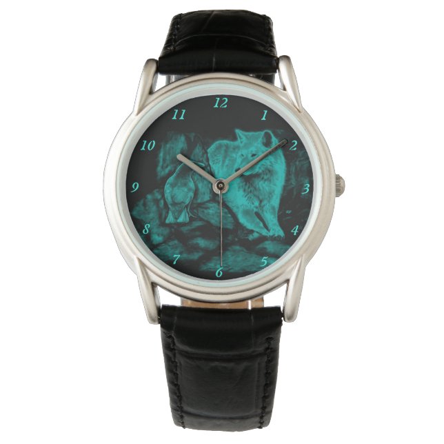 Varg och korv i natten armbandsur (Framsida)