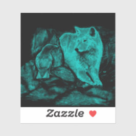 Varg och korv i natten klistermärken