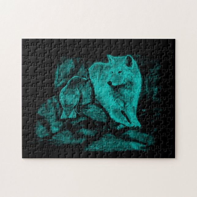 Varg och korv i natten pussel (Horisontell)