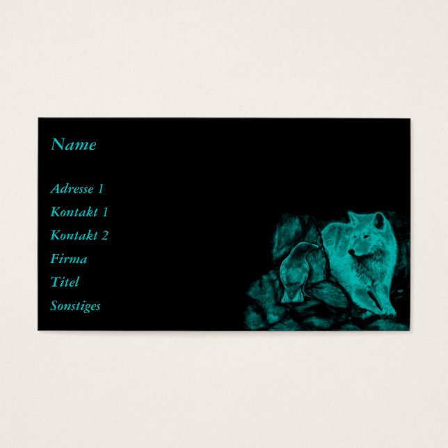 Varg och korv i natten visitkort (Framsidan)