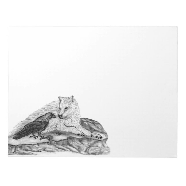 Varg- och korvmönster - svart och vit design anteckningsblock (Framsida)