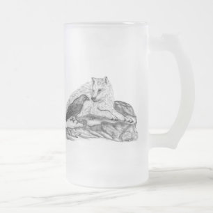 Varg- och korvmönster - svart och vit design frostat ölglas