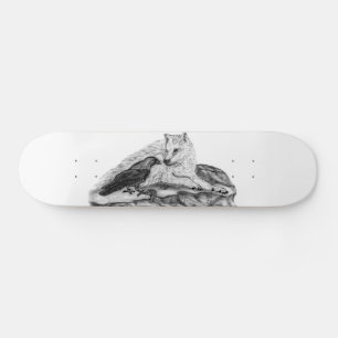 Varg- och korvmönster - svart och vit design skateboard bräda 21,5 cm