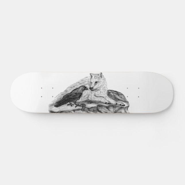 Varg- och korvmönster - svart och vit design skateboard bräda 21,5 cm (Horz)