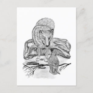 Varg- och korvmönster - svart och vit design vykort
