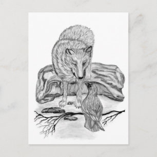 Varg- och korvmönster - svart och vit design vykort