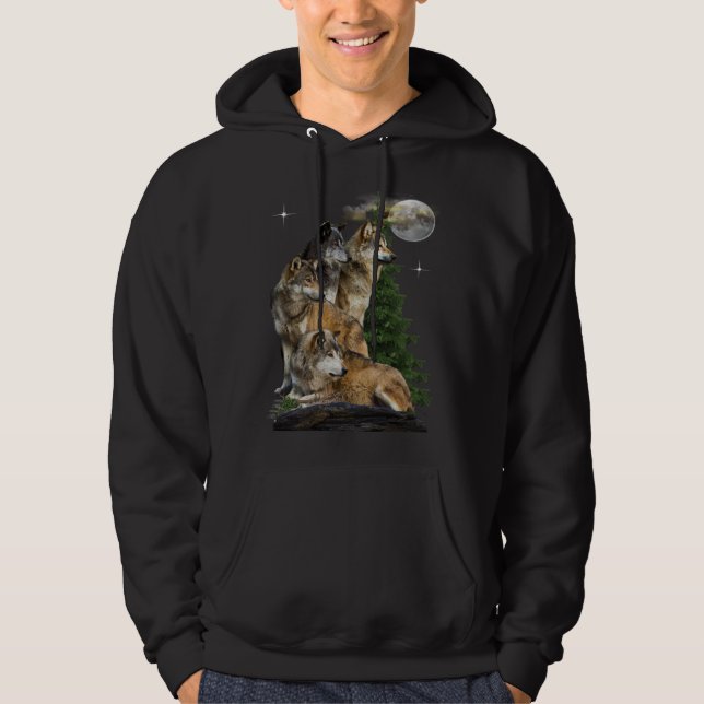 Varg och Måne Hoodie (Framsida)