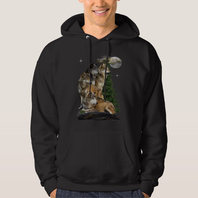 Varg och Måne Hoodie (Framsida)