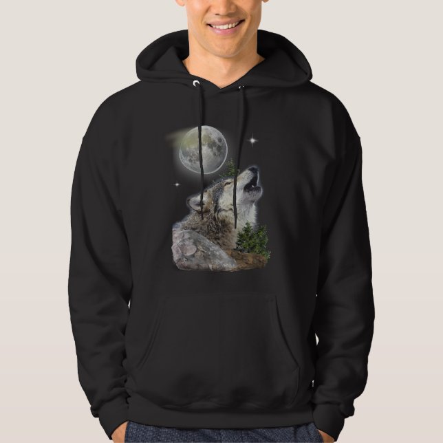 Varg och Måne Hoodie (Framsida)
