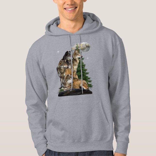 Varg och Måne Hoodie (Framsida)