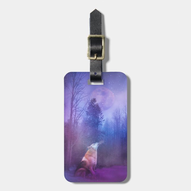 Varg och Måne i skogsresetaggen Bagagebricka (Vertikal Framsida)