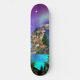 Varg och måne mini skateboard bräda 18,5 cm