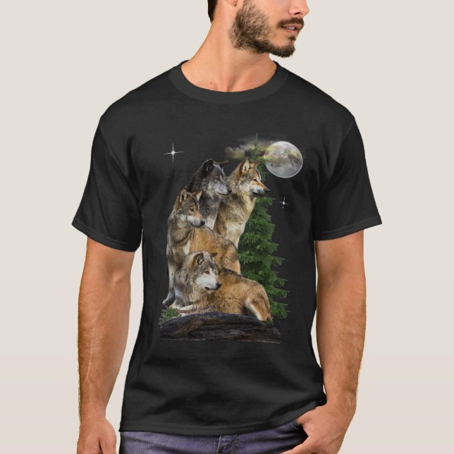 varg och måne t shirt (Framsida)