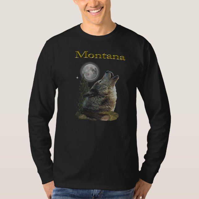 varg och måne t-shirt (Framsida)