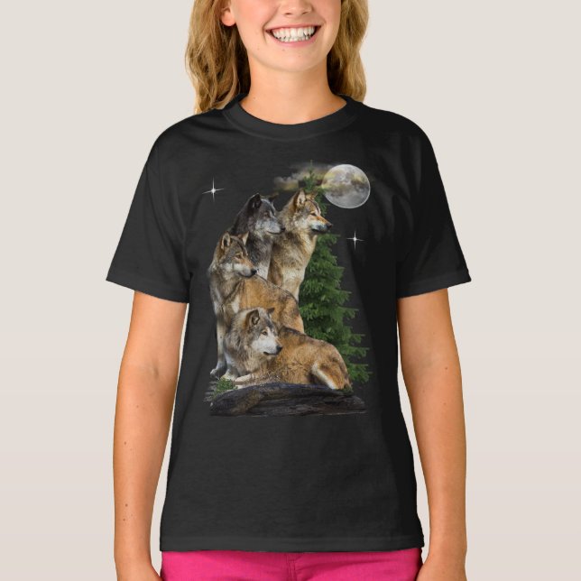 Varg och Måne T Shirt (Framsida)