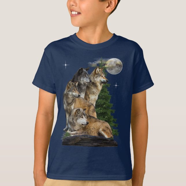 Varg och Måne T Shirt (Framsida)
