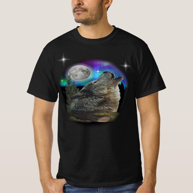 Varg och måne t shirt (Framsida)