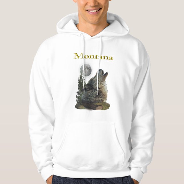 varg och måne tröja med luva (Framsida)