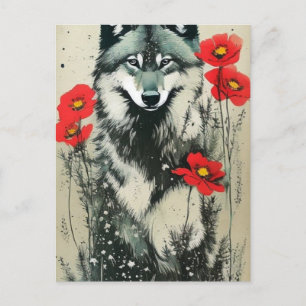 Varg och poppies vykort