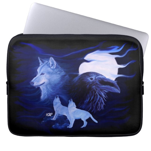 Varg och råg med fullt laptop sleeve (Framsidan)