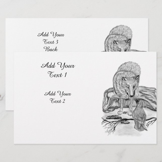 Varg och råg - Svartvit design Brevpapper (Fram/baksida)