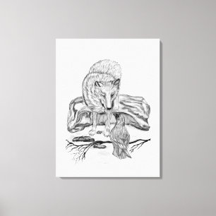 Varg och råg - Svartvit design Canvastryck