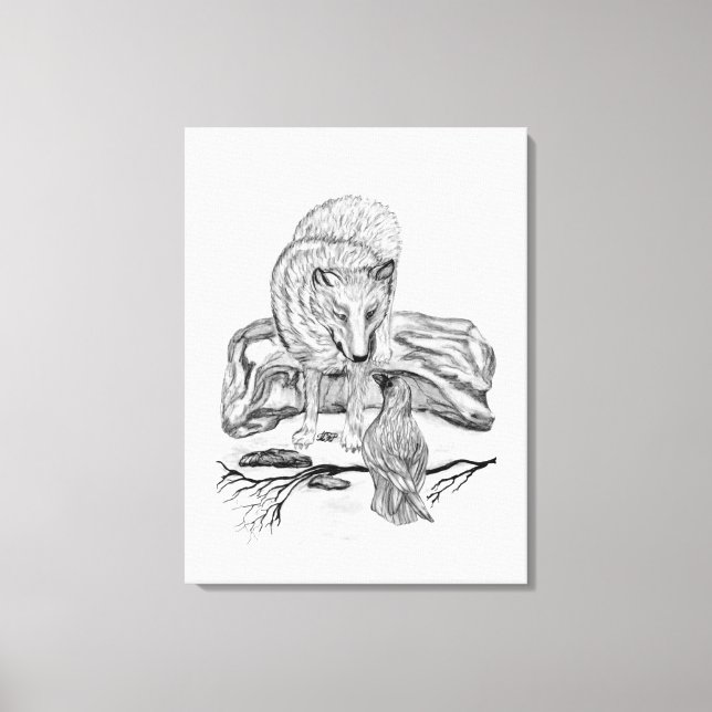 Varg och råg - Svartvit design Canvastryck (Framsida)