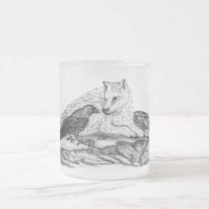 Varg och råg - Svartvit design Frostad Glasmugg