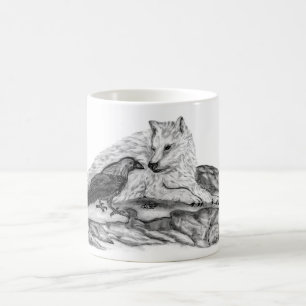 Varg och råg - Svartvit design Kaffemugg