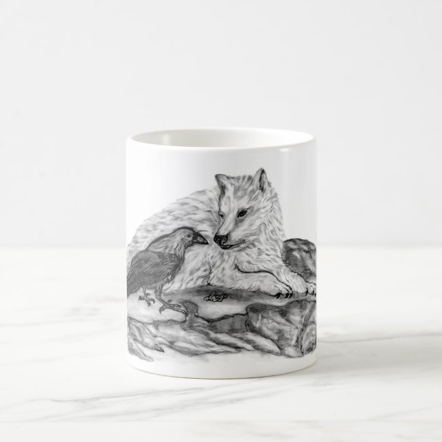 Varg och råg - Svartvit design Kaffemugg (Center)