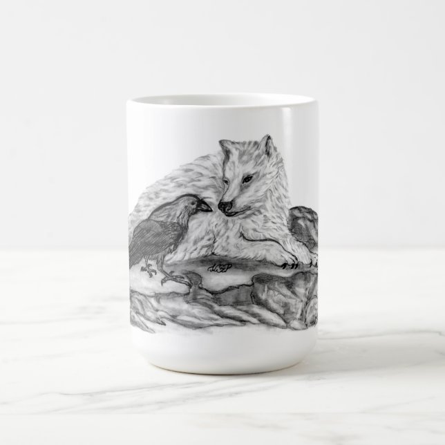 Varg och råg - Svartvit design Kaffemugg (Center)