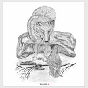 Varg och råg - Svartvit design Klistermärken