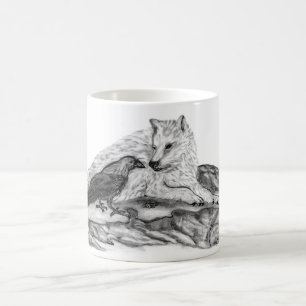 Varg och råg - Svartvit design Magisk Mugg