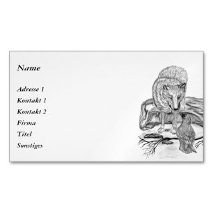 Varg och råg - Svartvit design Magnetiska Visitkort